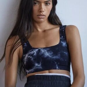 FP Movement by Free People Black Tie-Dye Scoop Sports Bra